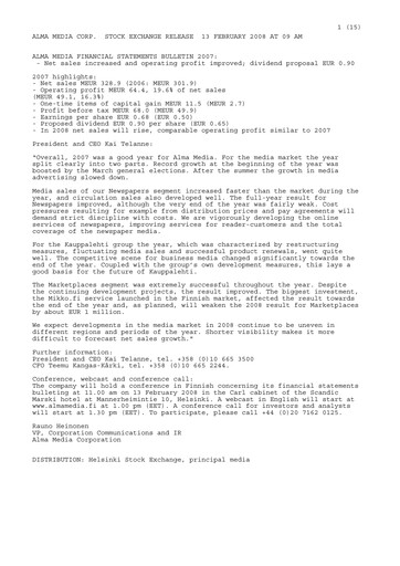 Thumbnail Alma Media Financial Statement 2007