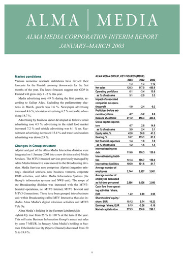 Thumbnail Alma Media Quarterly Report 2003-q1