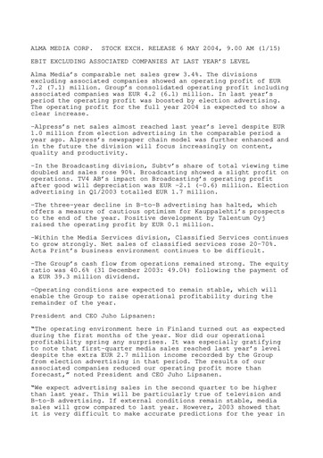 Thumbnail Alma Media Quarterly Report 2004-q1