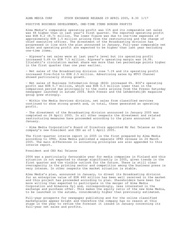 Thumbnail Alma Media Quarterly Report 2005-q1