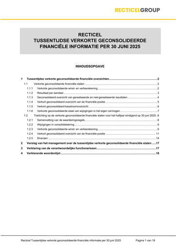 Thumbnail Recticel Half-year Report 2025-h1