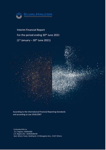Miniature Elvalhalcor Hellenic Copper and Aluminium Industry Rapport semestriel 2021-h1