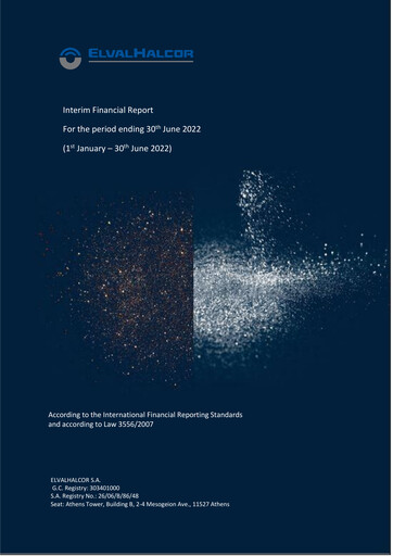 Miniature Elvalhalcor Hellenic Copper and Aluminium Industry Rapport semestriel 2022-h1