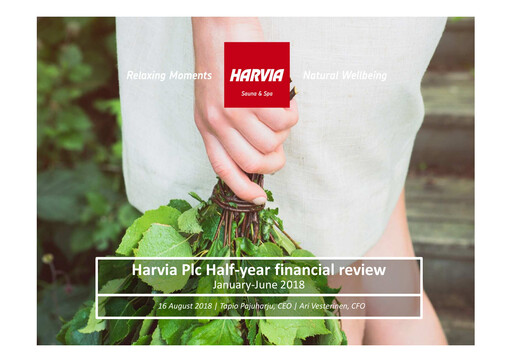 Thumbnail Harvia Oyj Half-year Report 2018-h1