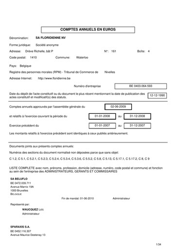 Thumbnail Floridienne S.A. Financial Statement 2008