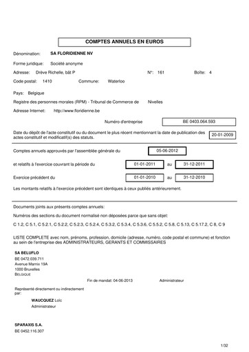 Thumbnail Floridienne S.A. Financial Statement 2011