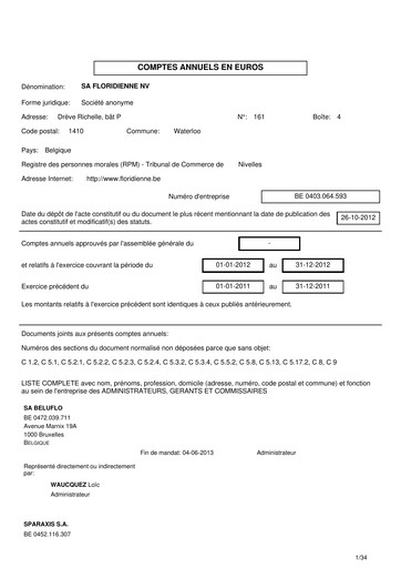 Thumbnail Floridienne S.A. Financial Statement 2012