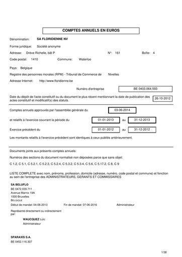 Thumbnail Floridienne S.A. Financial Statement 2013