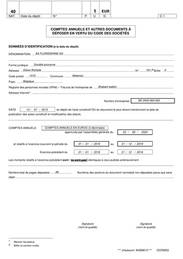 Thumbnail Floridienne S.A. Financial Statement 2019