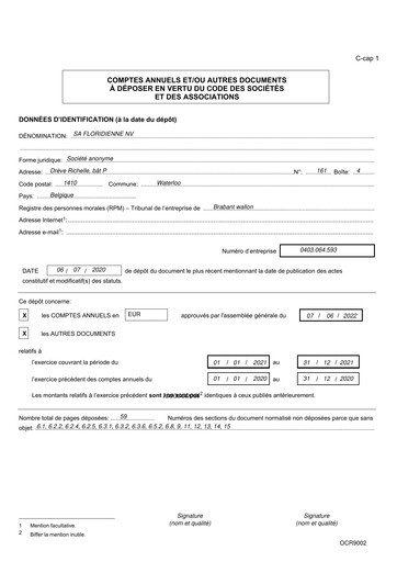 Thumbnail Floridienne S.A. Financial Statement 2021