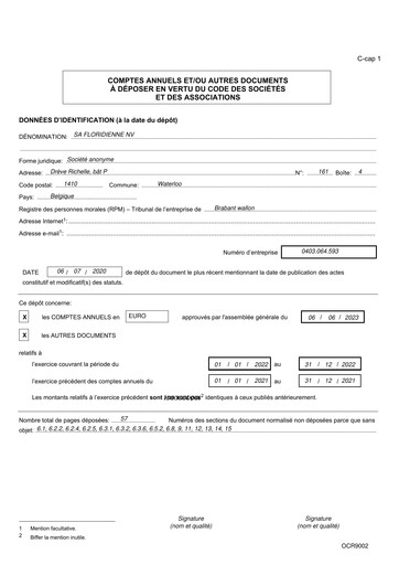 Thumbnail Floridienne S.A. Financial Statement 2022