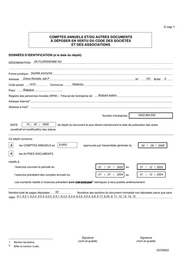 Thumbnail Floridienne S.A. Financial Statement 2025