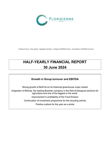 Thumbnail Floridienne S.A. Half-year Report 2024-h1