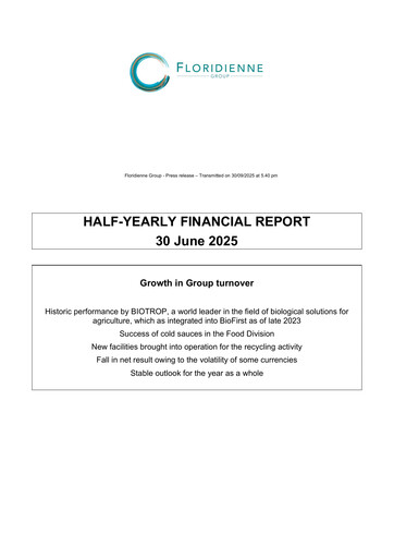 Thumbnail Floridienne S.A. Half-year Report 2025-h1