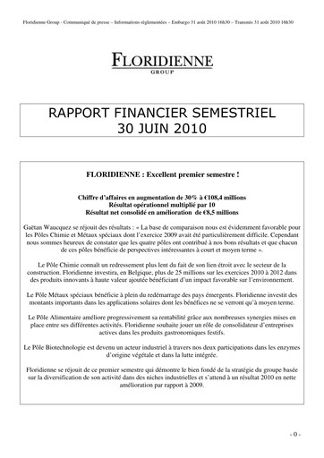 Thumbnail Floridienne S.A. Half-year Report 2010-h1