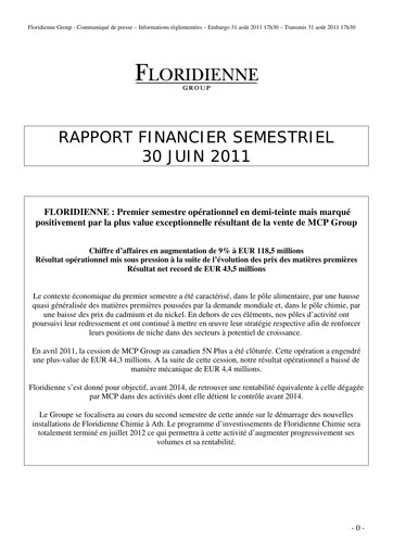 Thumbnail Floridienne S.A. Half-year Report 2011-h1