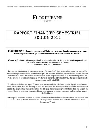 Thumbnail Floridienne S.A. Half-year Report 2012-h1
