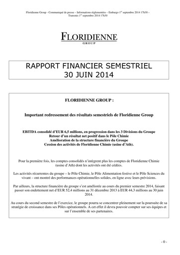Thumbnail Floridienne S.A. Half-year Report 2014-h1