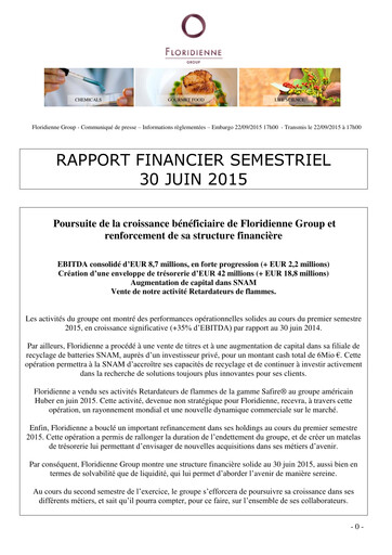 Thumbnail Floridienne S.A. Half-year Report 2015-h1