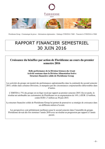 Thumbnail Floridienne S.A. Half-year Report 2016-h1