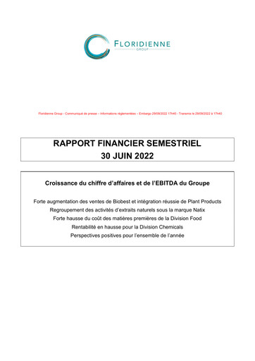 Thumbnail Floridienne S.A. Half-year Report 2022-h1