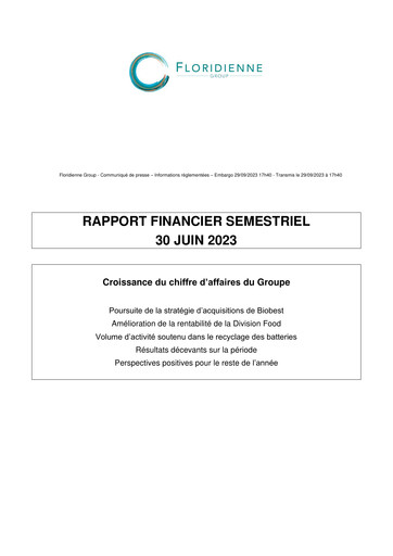 Thumbnail Floridienne S.A. Half-year Report 2023-h1