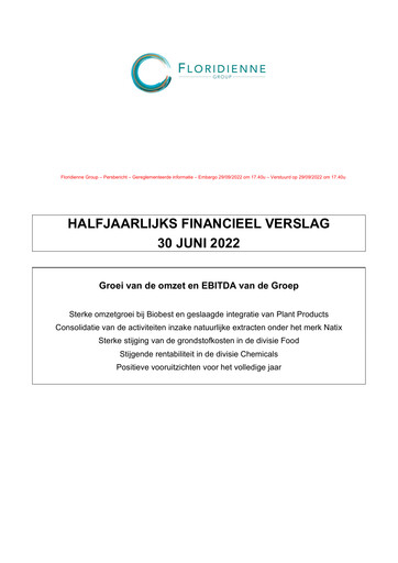 Thumbnail Floridienne S.A. Half-year Report 2022-h1
