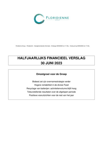 Thumbnail Floridienne S.A. Half-year Report 2023-h1