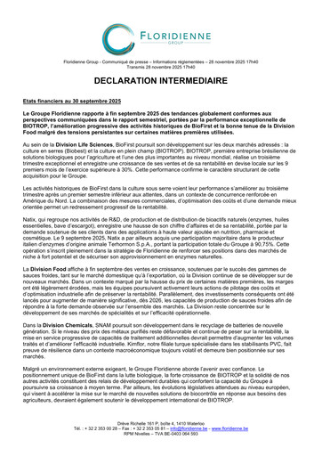 Thumbnail Floridienne S.A. Quarterly Report 2025-q3