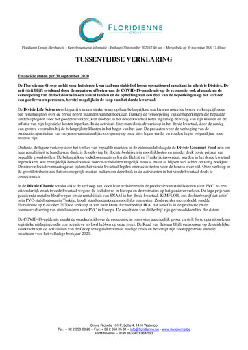 Thumbnail Floridienne S.A. Quarterly Report 2020-q3