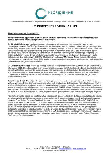 Thumbnail Floridienne S.A. Quarterly Report 2021-q1