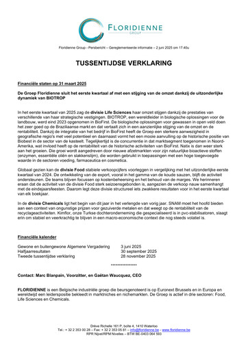 Thumbnail Floridienne S.A. Quarterly Report 2025-q1