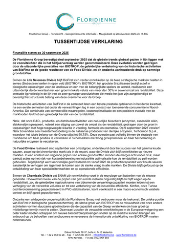 Thumbnail Floridienne S.A. Quarterly Report 2025-q3