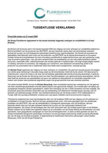 Thumbnail Floridienne S.A. Quarterly Report 2026-q1