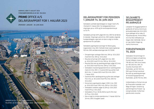 Thumbnail Prime Office A/S Half-year Report 2023-h1