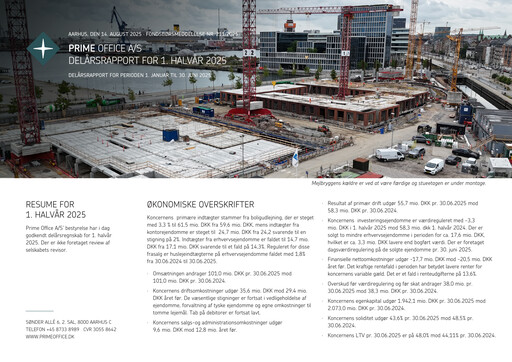 Thumbnail Prime Office A/S Half-year Report 2025-h1
