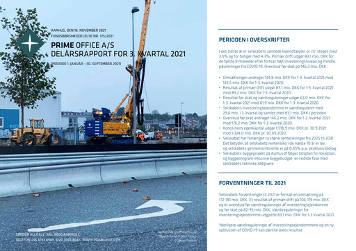 Thumbnail Prime Office A/S Quarterly Report 2021-q3