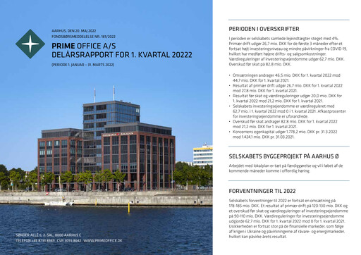 Thumbnail Prime Office A/S Quarterly Report 2022-q1