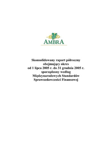 Miniature Ambra Rapport semestriel 2005-2006-h1