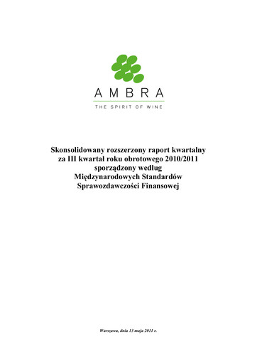 Miniature Ambra Rapport trimestriel 2010-2011-q3