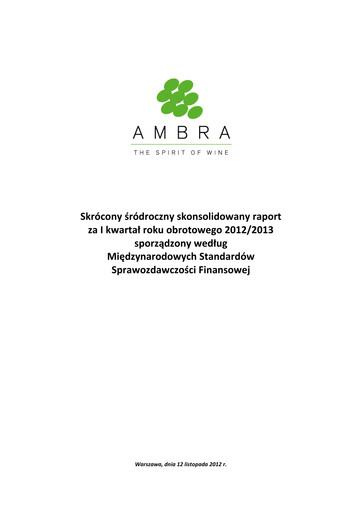 Miniature Ambra Rapport trimestriel 2012-2013-q1
