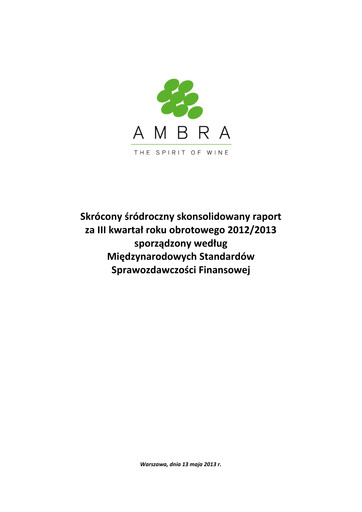 Miniature Ambra Rapport trimestriel 2012-2013-q3