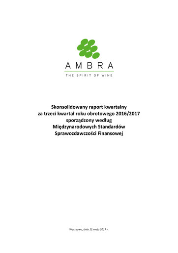 Miniature Ambra Rapport trimestriel 2016-2017-q3