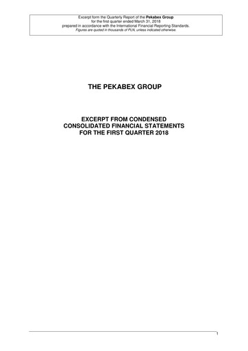 Thumbnail Pekabex Quarterly Report 2018-q1