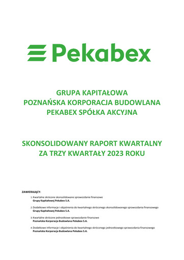 Thumbnail Pekabex Quarterly Report 2023-q3