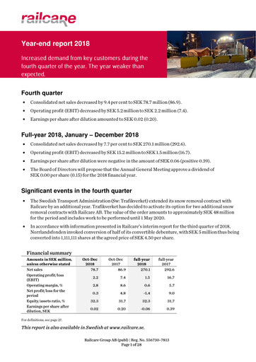 Thumbnail Railcare Group AB Quarterly Report 2018-q4