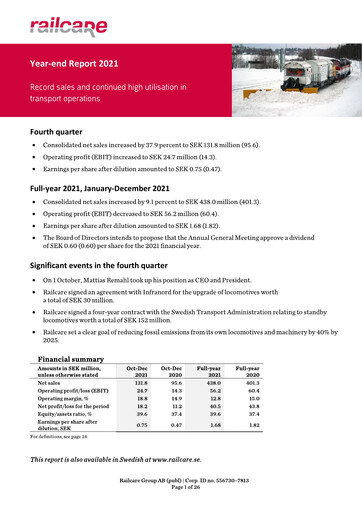 Thumbnail Railcare Group AB Quarterly Report 2021-q4