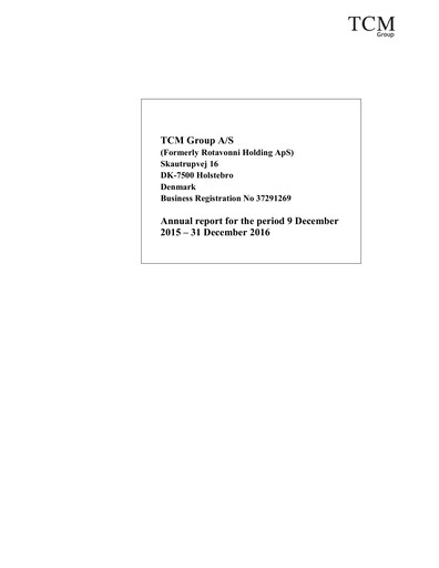 Thumbnail TCM Group A/S Annual Report 2015-2016