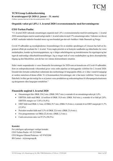 Thumbnail TCM Group A/S Quarterly Report 2020-q1