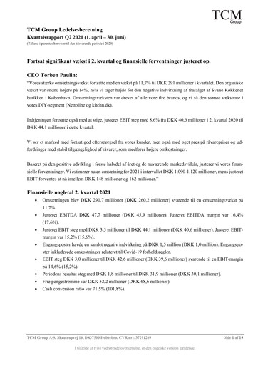 Thumbnail TCM Group A/S Quarterly Report 2021-q2